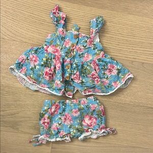 SweetHoney Blue and Pink Diaper Cover Set with Ruffled Top